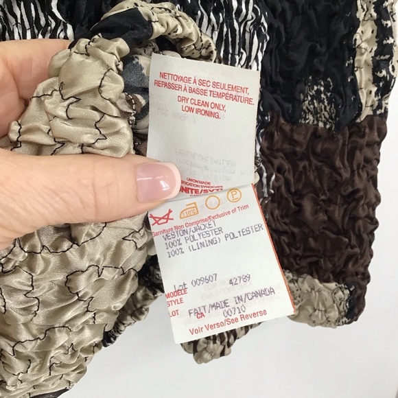 Joseph Ribkoff Veston Jacket Textured Fabric Black/Brown Career Casual Size 12 - Picture 8 of 8